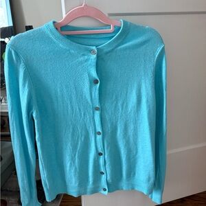 Classic Crewneck Button-Front Cardigan - Aqua NEVER WORN